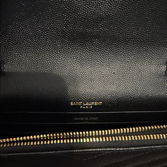Yves Saint Laurent Black Quilted Clutch with Gold Logo - Picture 6 of 6